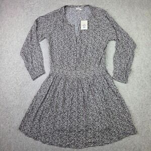 Faherty Montara Dress Women's Sz XL Brown Floral Blouson Long Sleeve Casual NEW